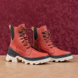 Sorel Women Brex Lace-up Warp Red Waterproof Winter Ankle Boots sz 7